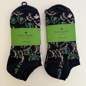 Kate Spade New York Socks Navy Blue Pink Floral Casual Designer Low Cut No Show